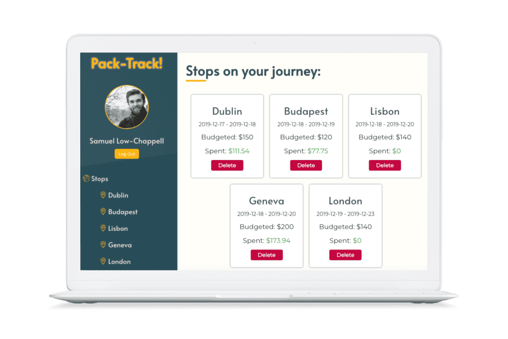 Pack-Track! Project Mockup